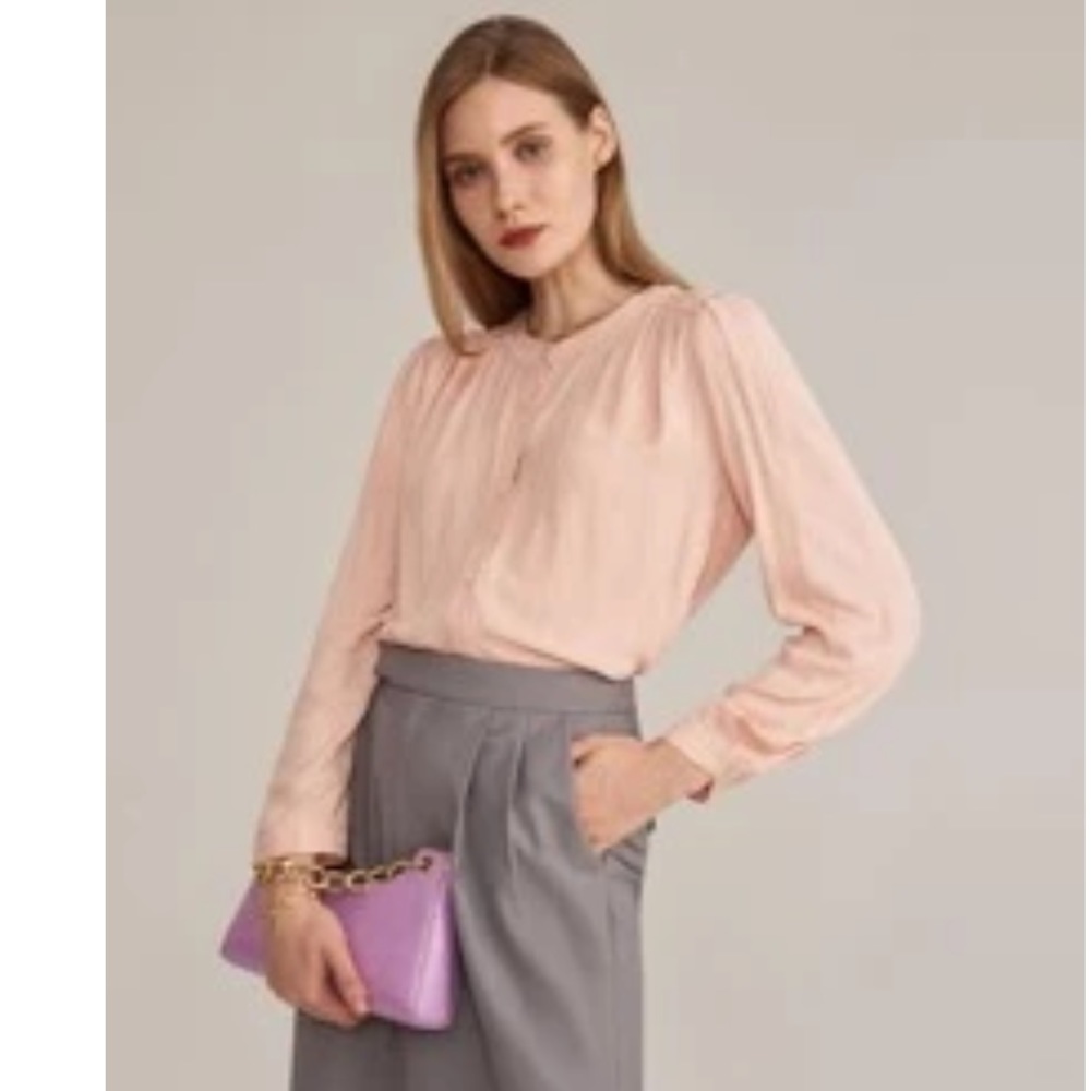 NWT SHEIN Long sleeve button down top- blush pink